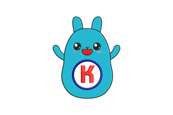 Cute Rabbit Letter K: A Seasonal Charm for Holiday Embroidery